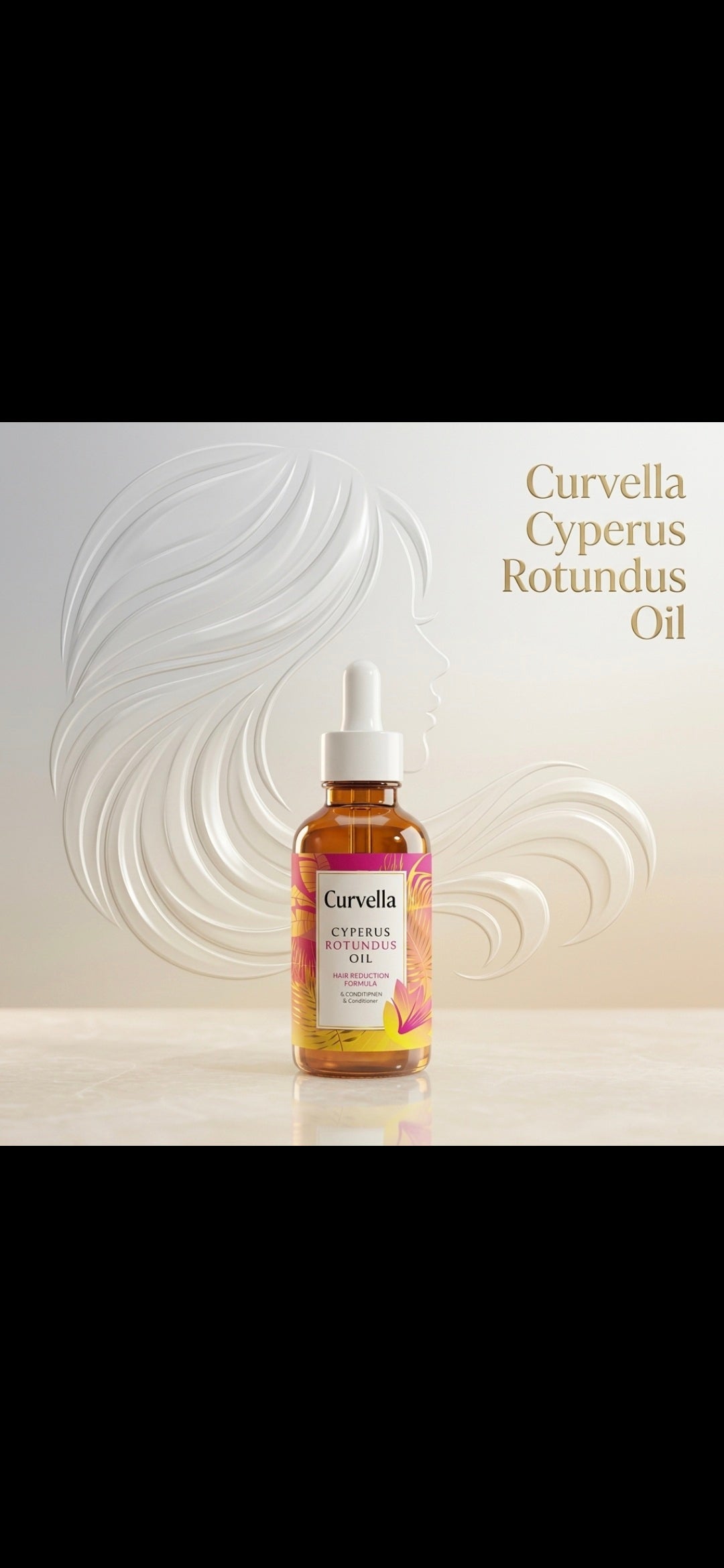 Curvella Cyperus Rotundus Oil bottle on a white background