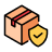 Icon of a box with a shield, symbolizing security or protection.