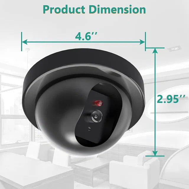 Black dome camera with dimensions labeled on a white background