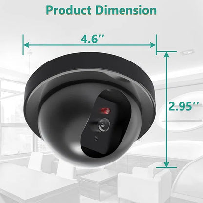 Black dome camera with dimensions labeled on a white background