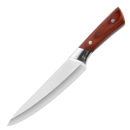 Knife with a wooden handle on a white background