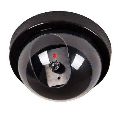 Black dome security camera on a white background
