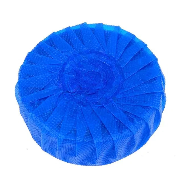 Blue textured round object on a white background