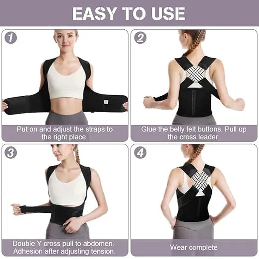 Instructions for using a posture corrector on a person